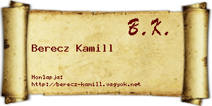 Berecz Kamill névjegykártya